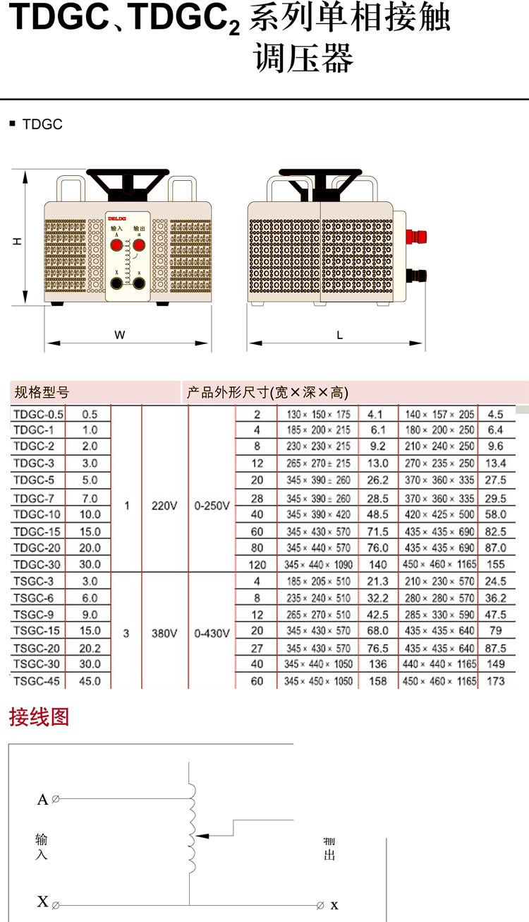 【单相调压器德力西TDGC 20K接触调压器家用调压器变压器】价格,厂家,图片,电子设备用变压器,杭州堂果科技-
